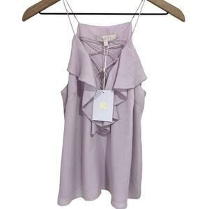 WAYF Lilac Purple Ruffle Lace Up Tank Top Size Small New